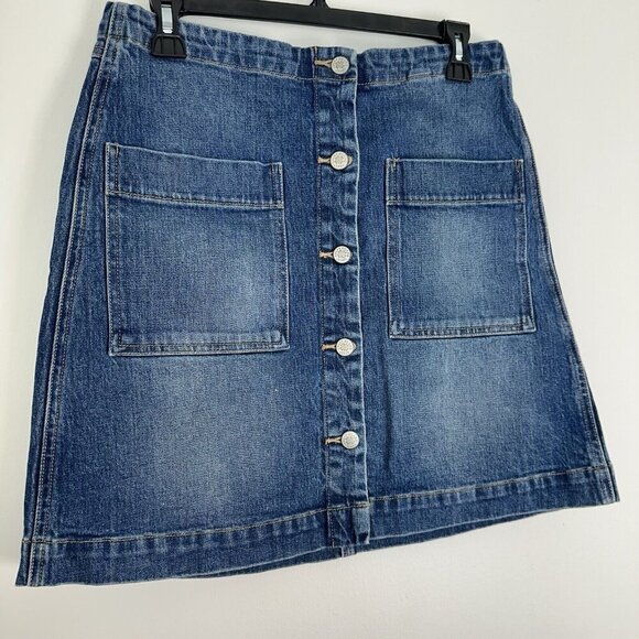 Lucky Brand Denim A-Line Skirt Womens Size 10/30 Blue Button Up - Picture 2 of 8